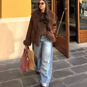 Zara Double Faced Faux Fur Trimmed Coat-BNTW